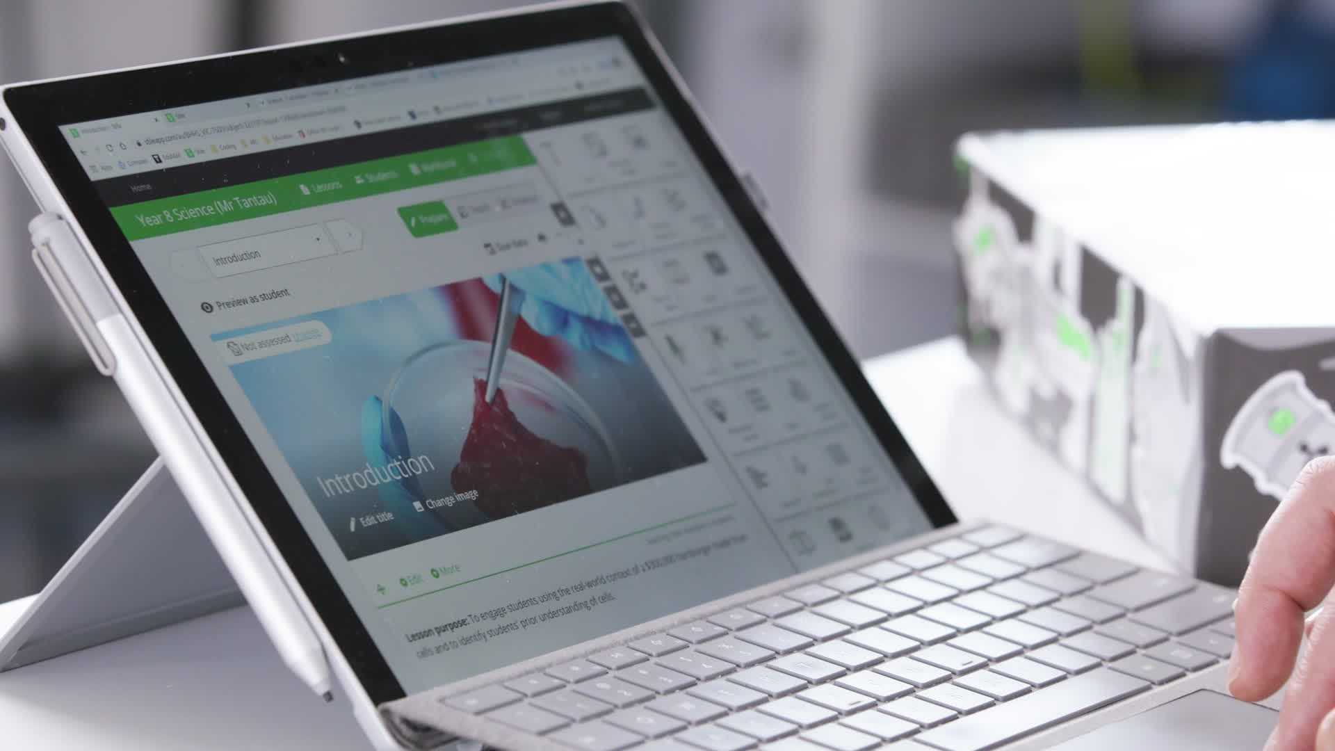 A closeup of a laptop, with Stile on the screen